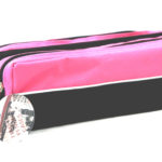 Triple Zip Rectangular Fabric Pencil Case Pink-4766