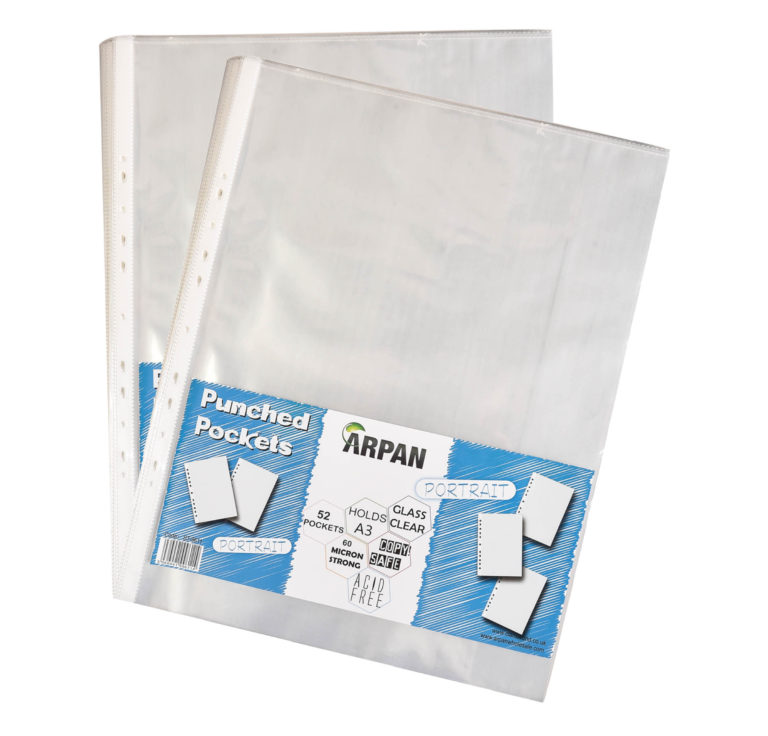 Arpan A3 portrait strong plastic poly pockets wallet sleeves clear