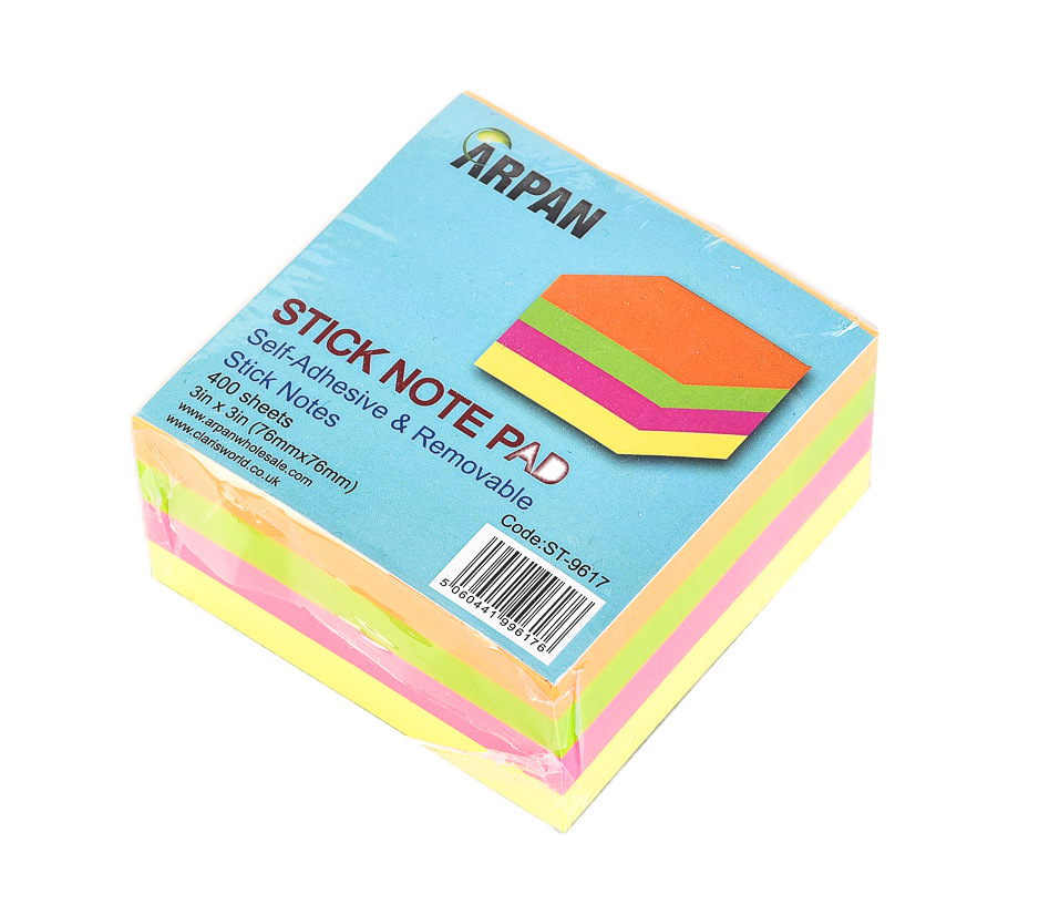 ARPAN Deluxe Sticky Memo Note Desk Organiser Box – Includes Index Strips, Notepads, Mini Staple & Clips, Faux Leather
