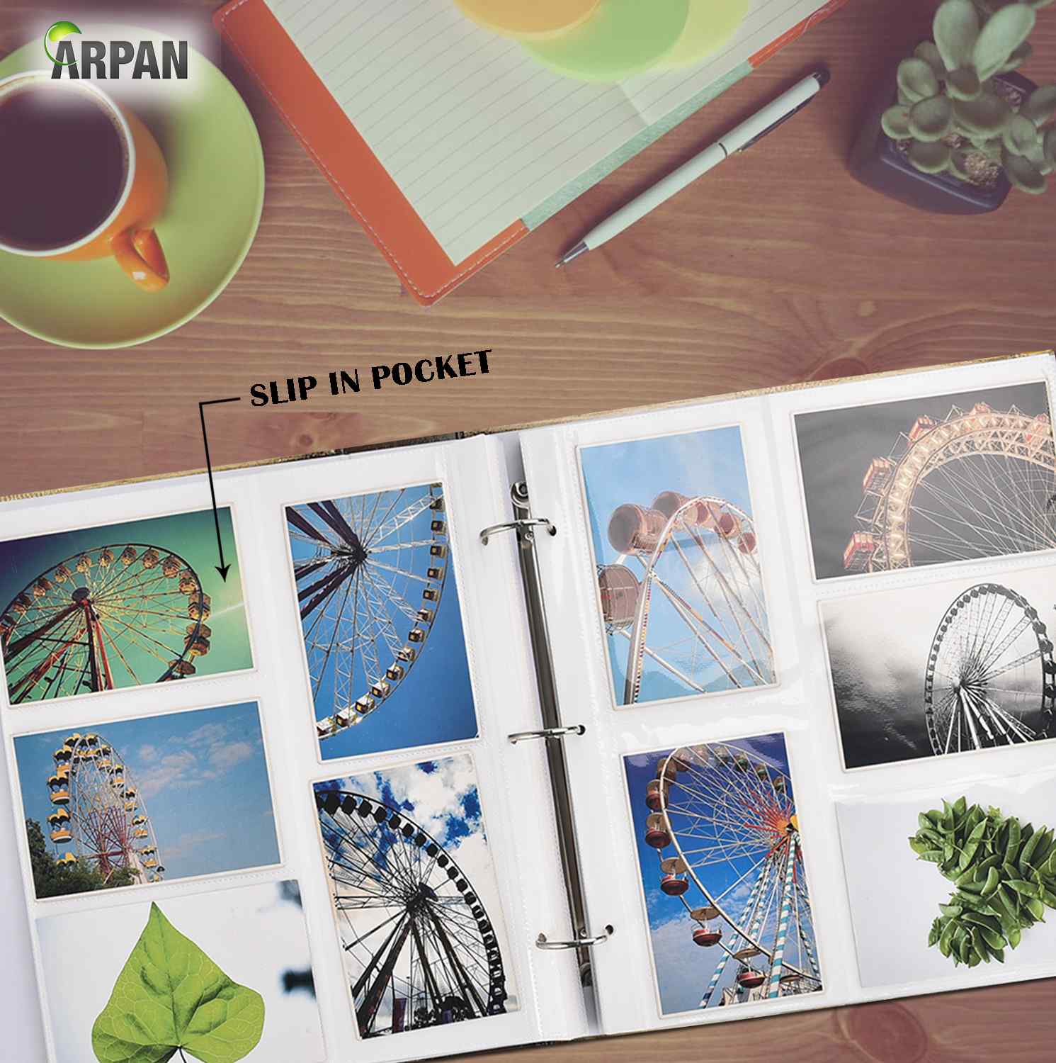 ARPAN Photo Album 2-Pack - Holds 500 Photos Each, Slip-In Pages, 3-Ring Binder, Life Slogan Design, AL-DH500-X2