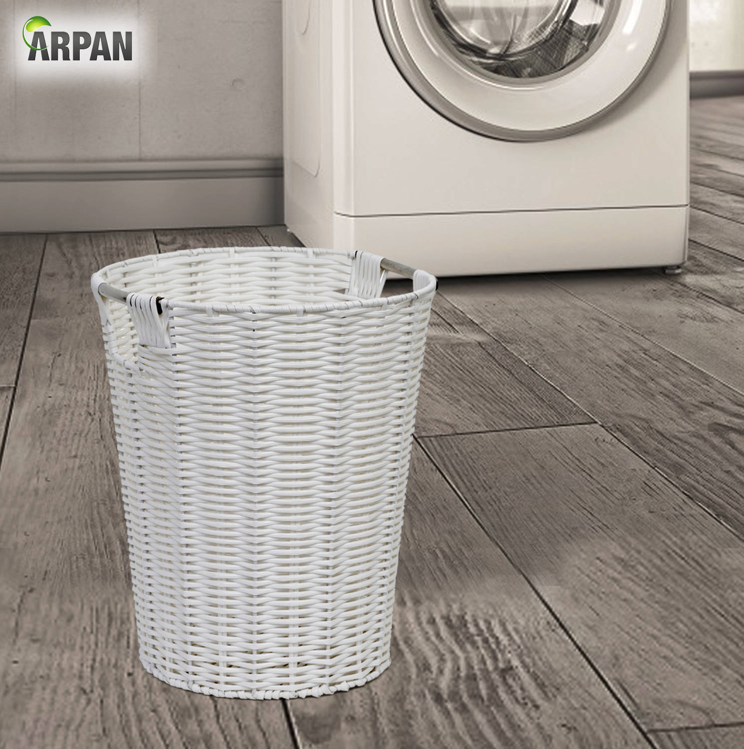 Round Waste Paper Bin Resin White clarisworld.co.uk