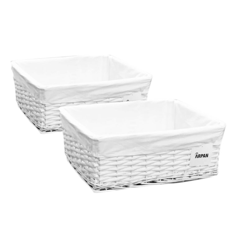 2 x 100 EcoFriendly White Wicker storage Basket With