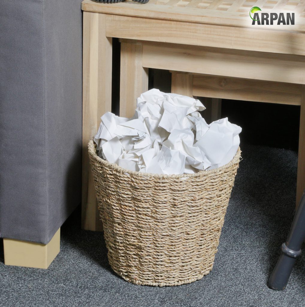 Natural Round Seagrass Waste Paper Bin Basket clarisworld.co.uk