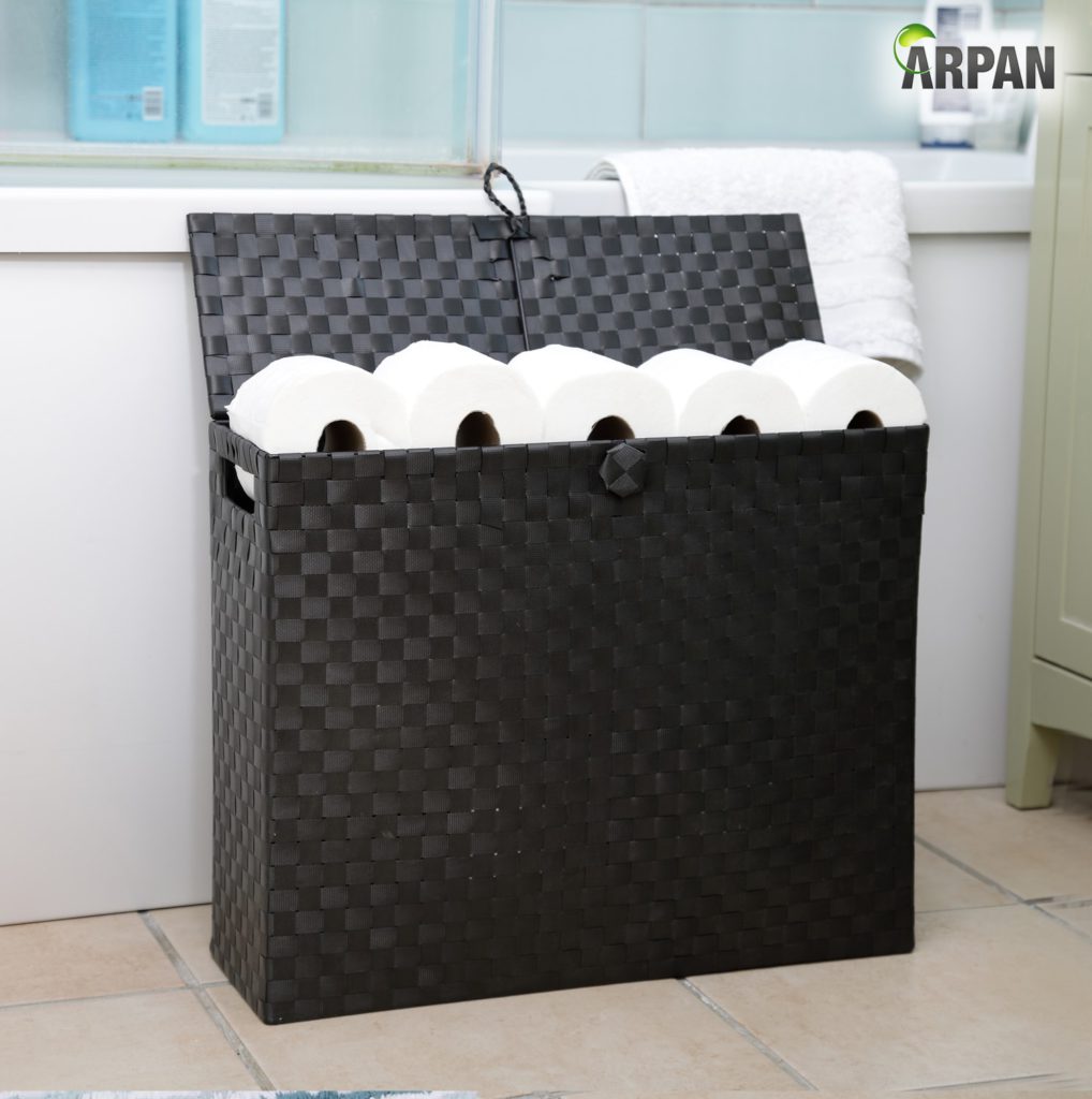 Toilet Roll Storage Unit Box Polypropylene Black clarisworld.co.uk