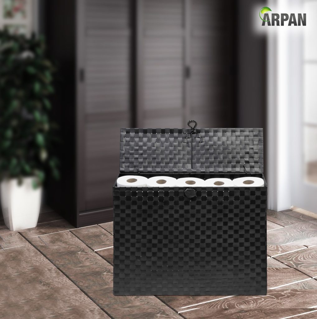 Toilet Roll Storage Unit Box Polypropylene Black clarisworld.co.uk