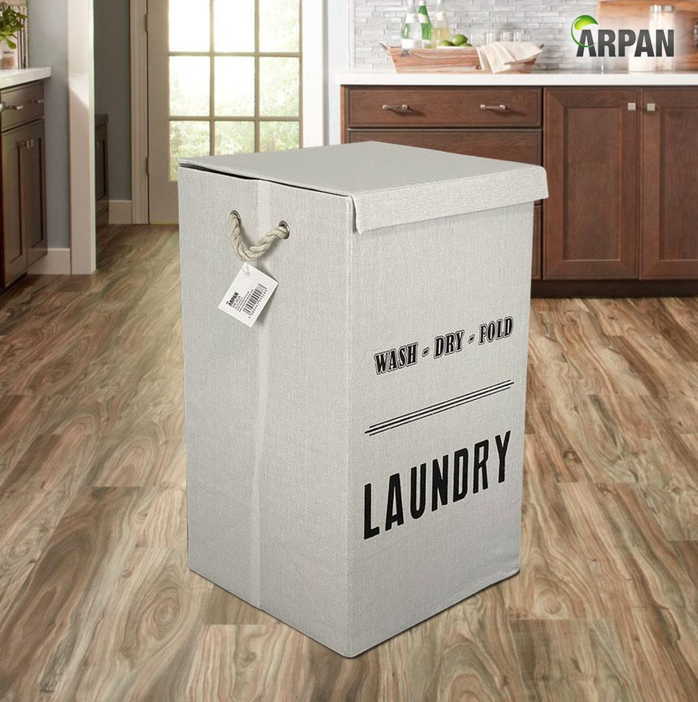 Laundry Basket Fabric Black clarisworld.co.uk