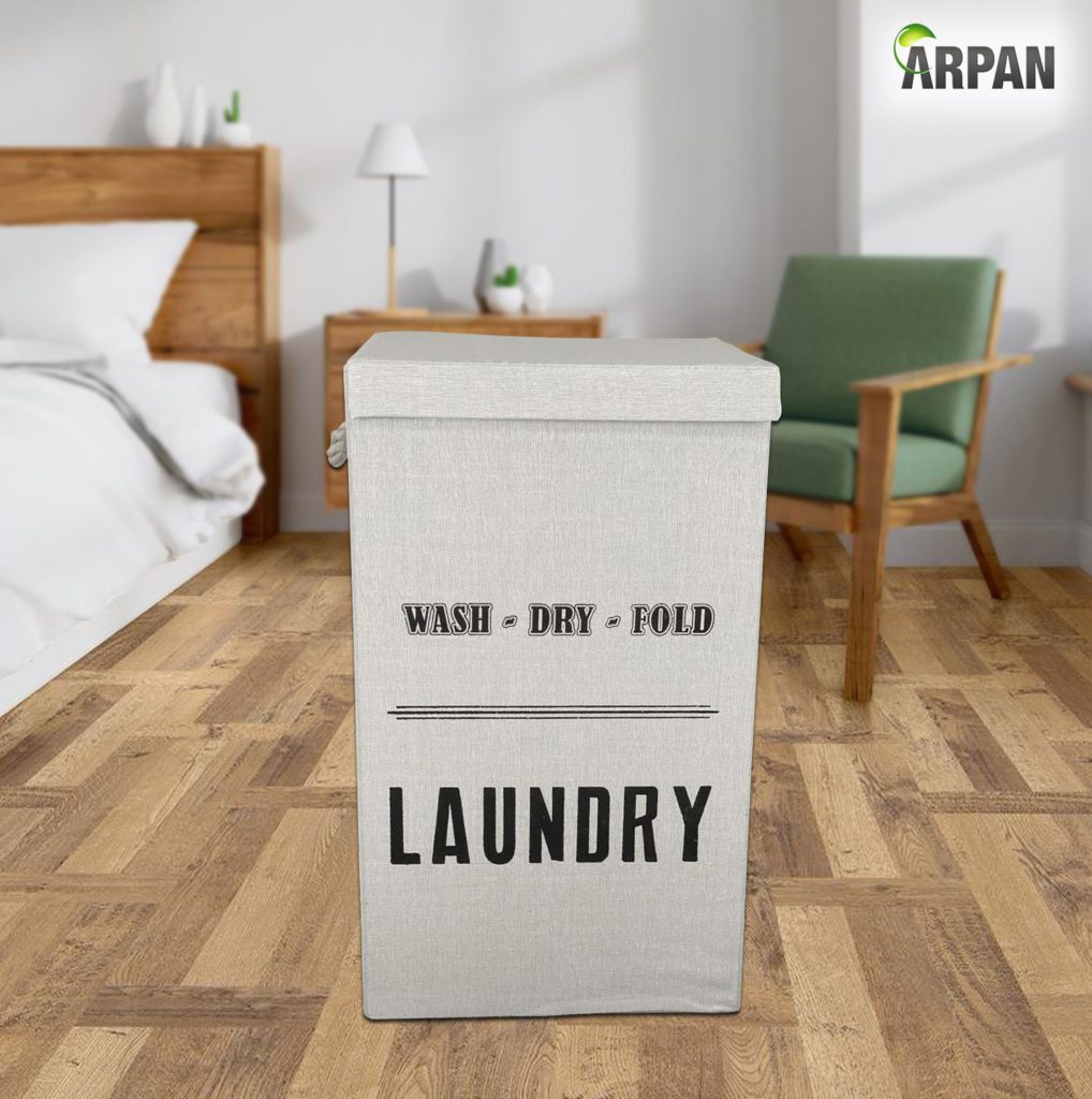 Laundry Basket Fabric Black clarisworld.co.uk