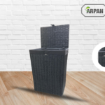 Resin Laundry Basket With Lining Medium Black-7410