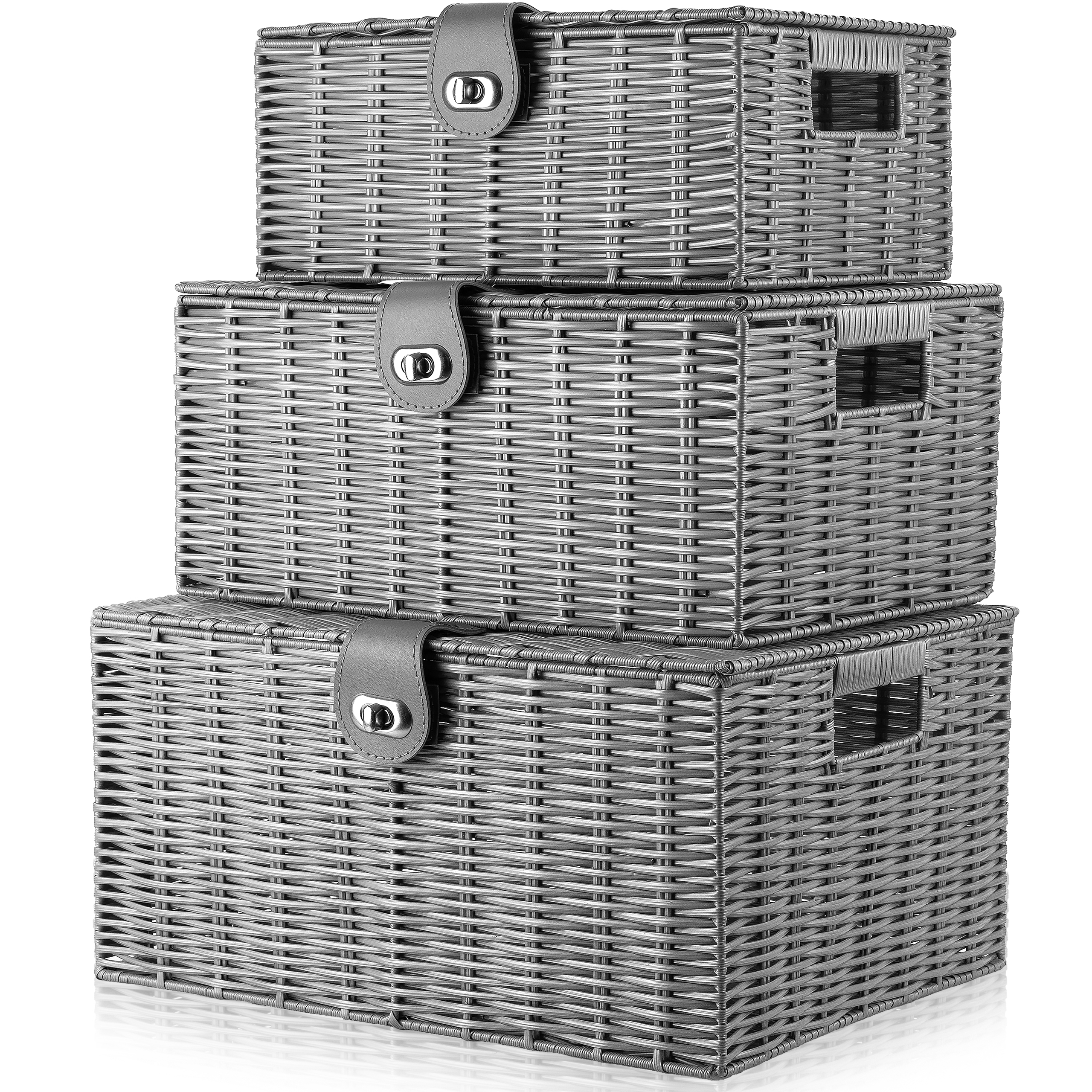 Grey Hamper Storage Basket Arpan Set of 3 ! clarisworld.co.uk