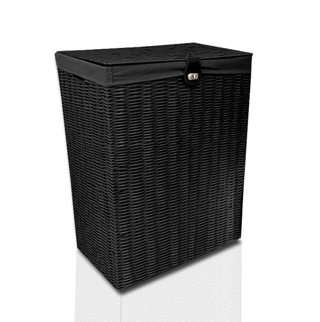 Resin Laundry Basket With Lining Large Black Clarisworld