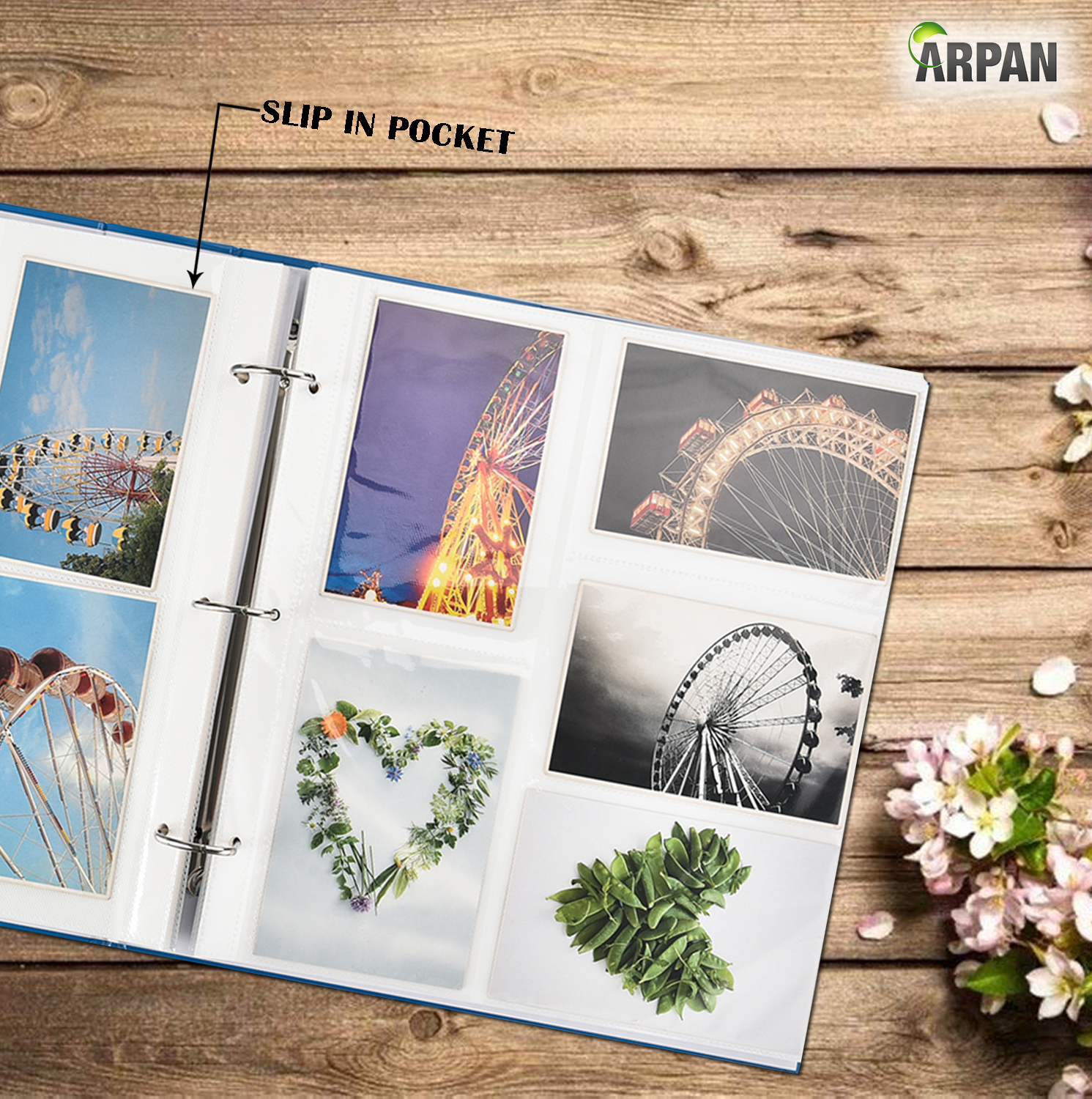 Slip in Ring Binder Photo Album 4x6" Holds 600 Photos Blue Clarisworld