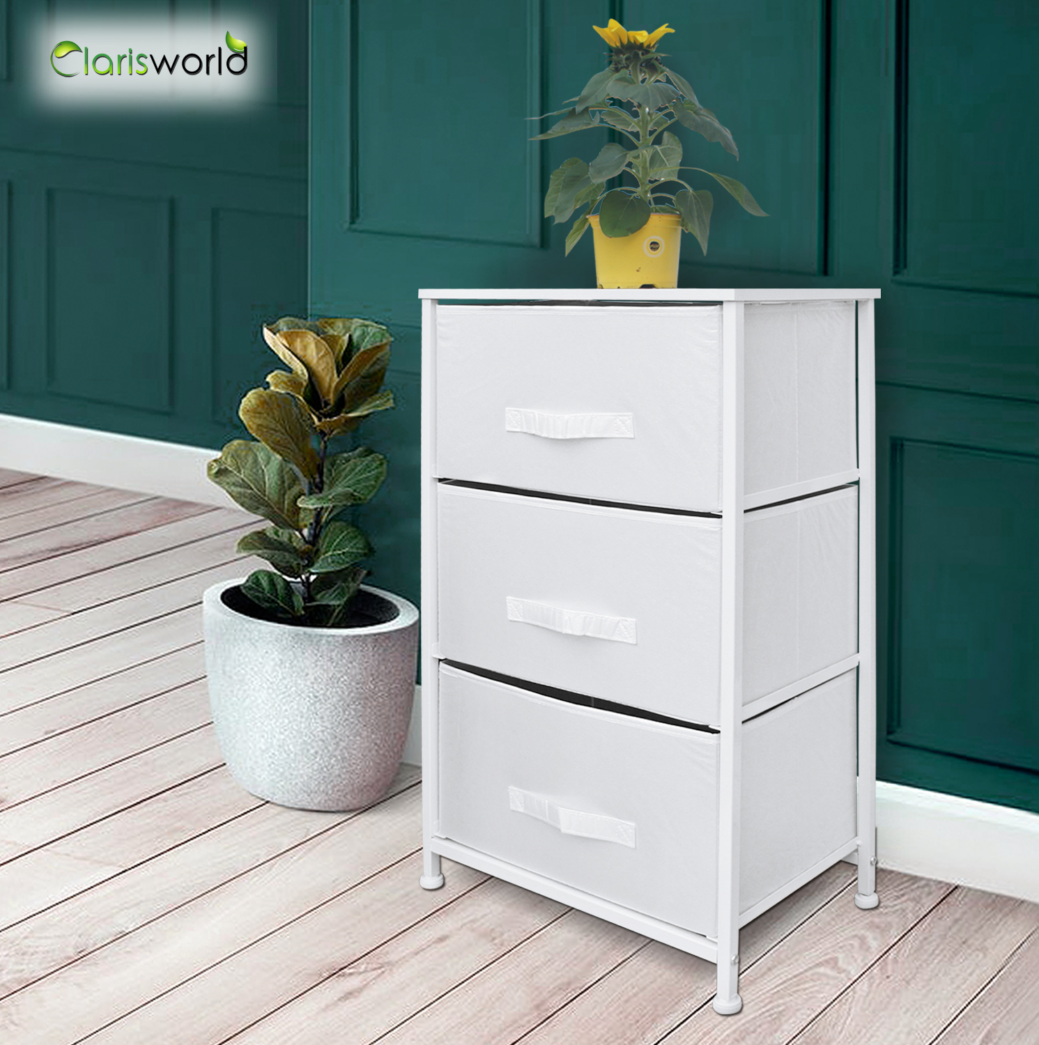 3 Drawer Storage Unit White Clarisworld
