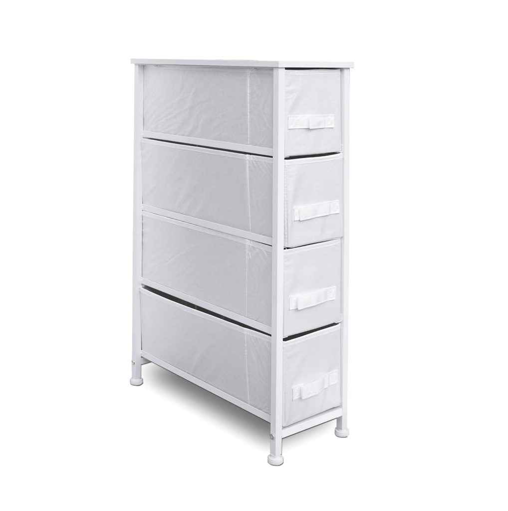 Narrow Chest 4 Drawers Storage Unit White Clarisworld