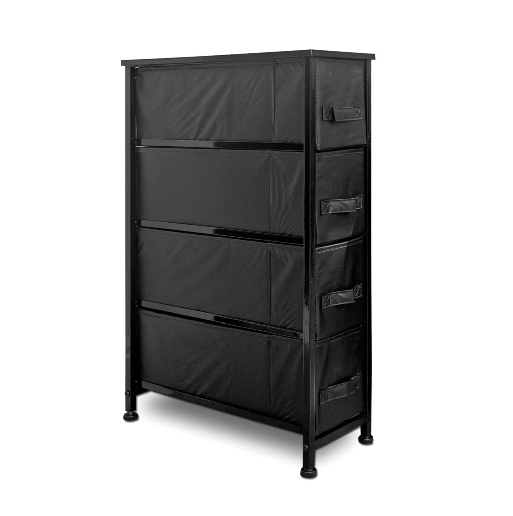 Narrow Chest 4 Drawers Storage Unit Black Clarisworld