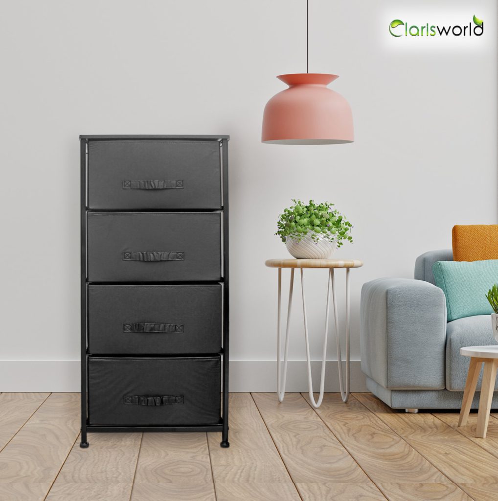 4 Drawer Storage Unit Black Clarisworld
