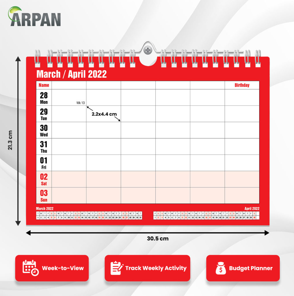 2022 Calendar Family Organiser One Week to View - Clarisworld