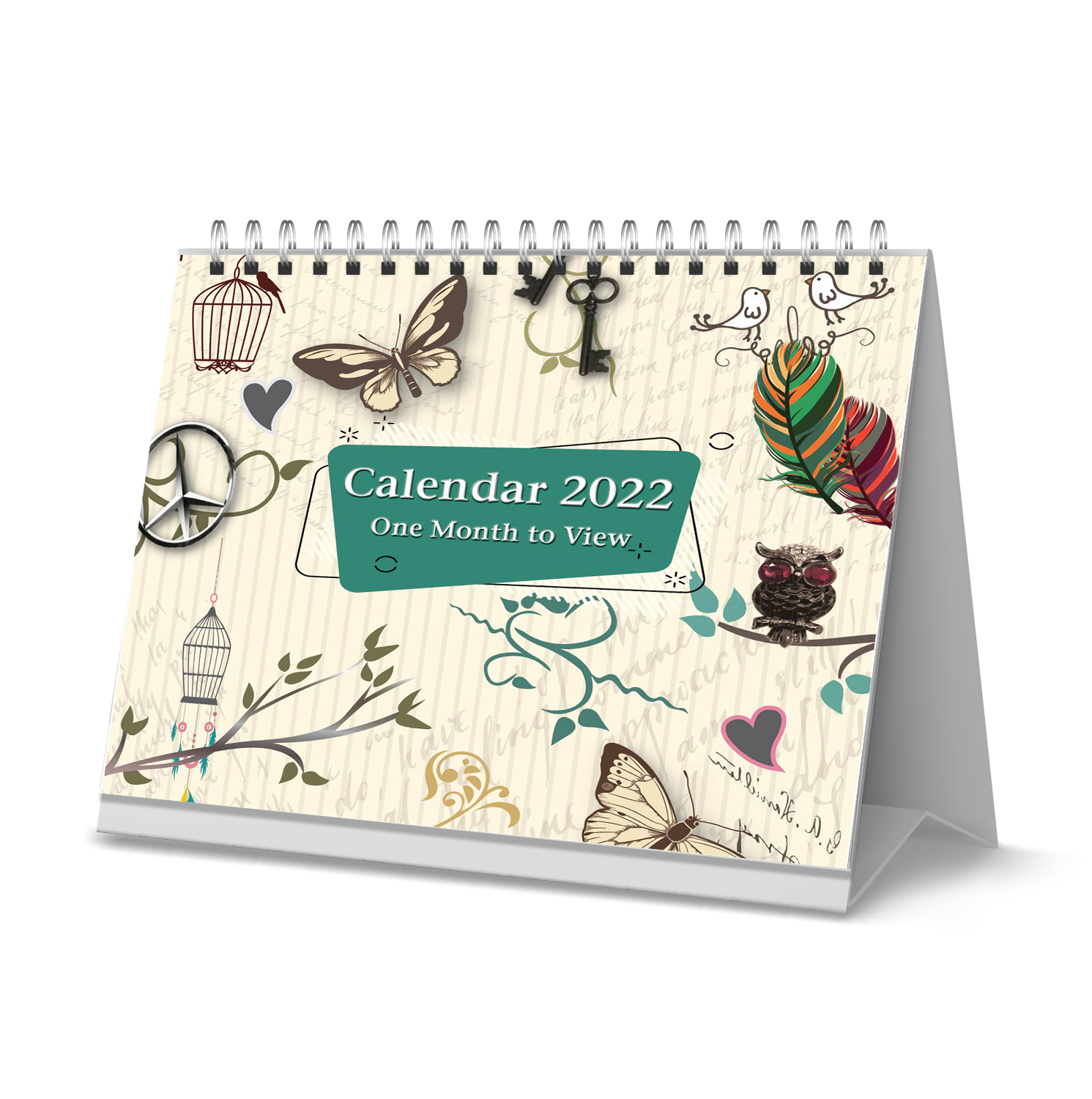 2022 One Month to View Spiral Desk Top Calendar,Vintage Art - Clarisworld 2022 One Month to View Spiral Desk Top Calendar,Vintage Art - Clarisworld