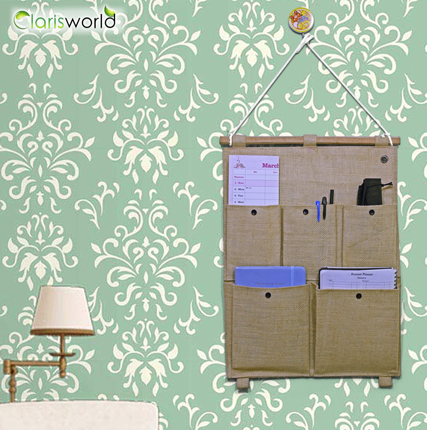 Jute Fabric Wall Door Hanging Storage Organizer Clarisworld